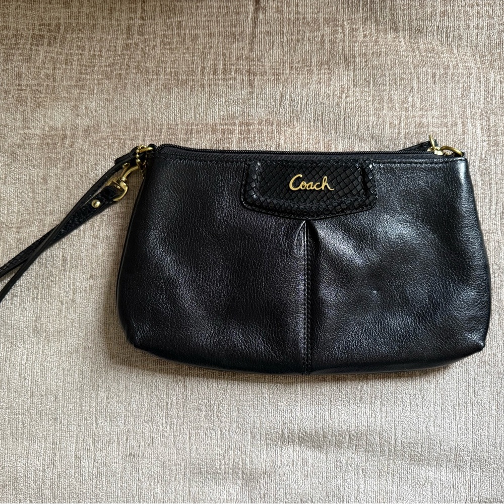Coach Black Leather Wristlet
